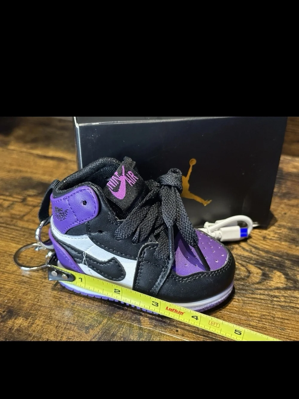 Purple and Black Portable Charger Power Bank Mini Sneaker Keychain